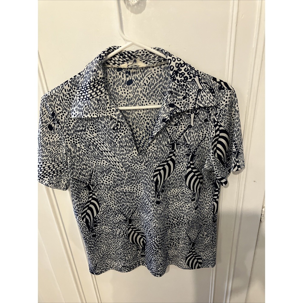 Vintage Mardi Moda 70's Shirt Gazelle Pattern M